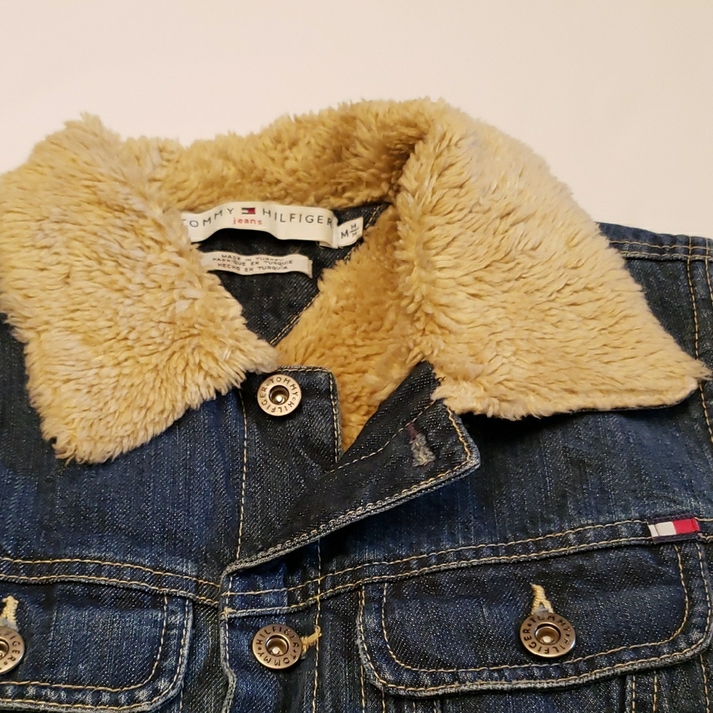 Vintage TOMMY HILIGER Sleeveless Denim Sherpa-Lined Vest - Picture 3 of 10